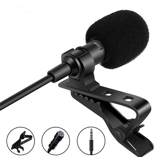 Mini Microphone à condensateur Lavalier à pince de 1.5M, avec prise de sortie casque 3.5mm, micro à condensateur omnidirectionnel pour téléphone