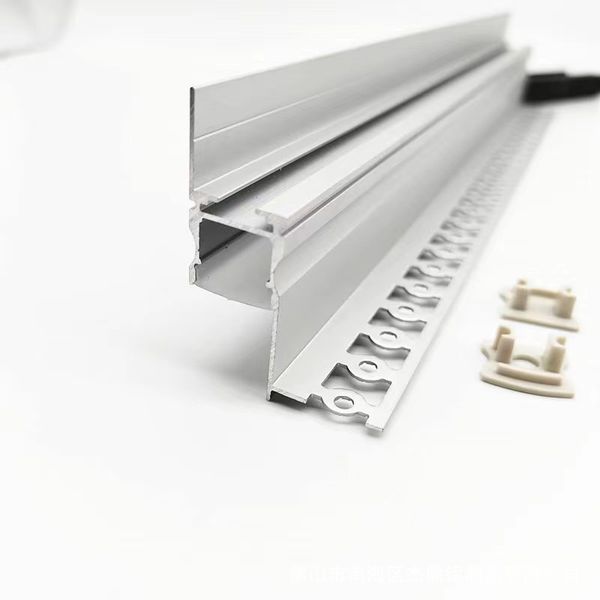 1.5 m/pcs Plaster-in Drywall LED Profilé en aluminium Plaque de plâtre Profilé en aluminium extrudé encastré avec couvercle en PC