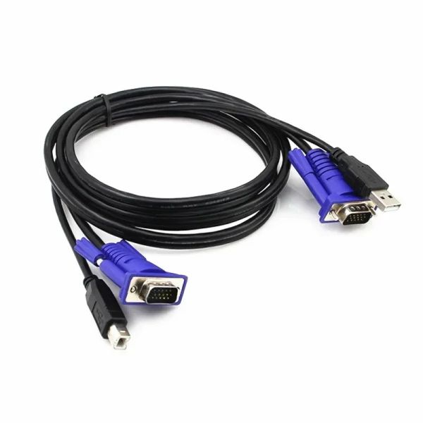 1.5m USB 2.0 Tipo A a B KVM VGA Cable USB Cable 4PIN + VGA SVGA SVGA 15PIN PC PC Monitor de la impresora de la computadora portátil Adaptador