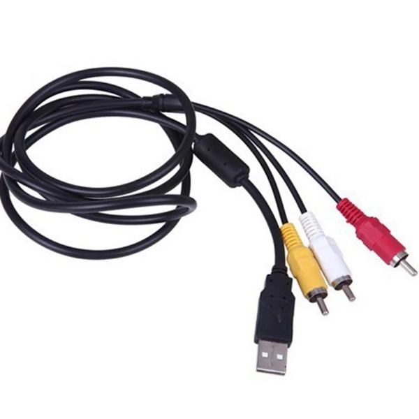 1,5m USB a RCA Cable USB 2.0 Male a 3 RCA Masculino Audio Audio Video Cable Televisión Adaptador Av A/V TV Adapter2.Convertidor USB a RCA