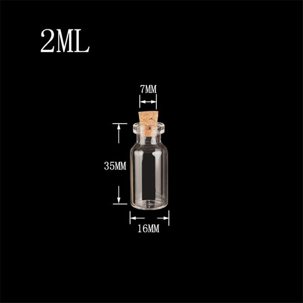 1.5 ml 2 ml 3 ml 5 ml 6 ml diamètre 16mm 50 pcs/lot Tube à essai bouteilles en verre petites bouteilles avec bouchons Mini flacons en verre