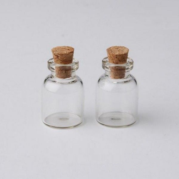 1.5ml Mini Verre Clair Souhait Liège Flacon Bouchons En Bois 16x24X6mm (HeightxDia) Message Mariages Bijoux Party Favors Bouteille Pot Tube