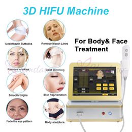 8 cartuchos populares 12 líneas cara de la máquina de la belleza 3D HIFU que adelgaza la pérdida de peso corporal