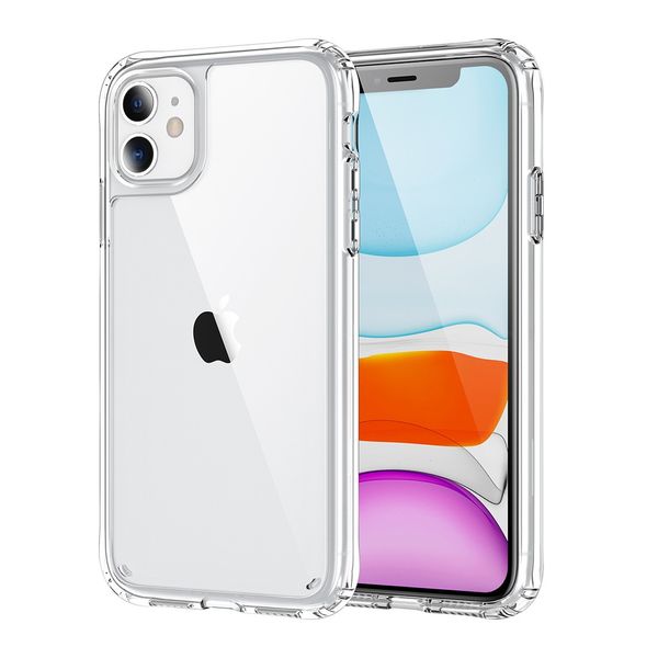 Funda transparente acrílica de 1,5 MM, carcasas transparentes duras antiarañazos a prueba de golpes con elevaciones suaves para iPhone 15 pro max 12 mini 11