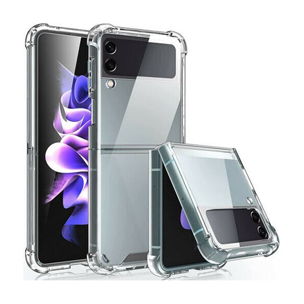 Cojín de aire Cristal Acrílico PC duro Estuches transparentes TPU suave Parachoques A prueba de golpes Antiarañazos Protector para Samsung Galaxy Z Flip 5G 2 3 4 5 Flip2 Flip3 Flip4 Flip5