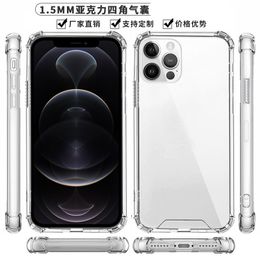 Fundas a prueba de golpes de acrílico duro transparente de 1,5 mm para iPhone 15 14 Pro Max 13 12 11 X XR XS 8 7 Plus Plástico PC TPU suave Transprent Cuatro esquinas Cubierta de teléfono lisa en blanco Coque trasero