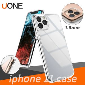 Coque arrière transparente en TPU pour iPhone, épaisseur 1.5MM, cristal gommé, Absorption des chocs, souple, pour iPhone 11 PRO MAX X XS MAX XR