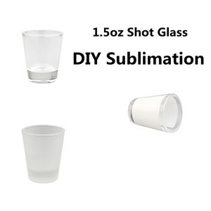 Vaso de chupito de sublimación de 1,5 oz, 50ml, copas de vino blancas en blanco, tazas para beber con transferencia de calor, tazas de licor transparentes esmeriladas personalizadas, whisky, cerveza, fiesta, venta al por mayor