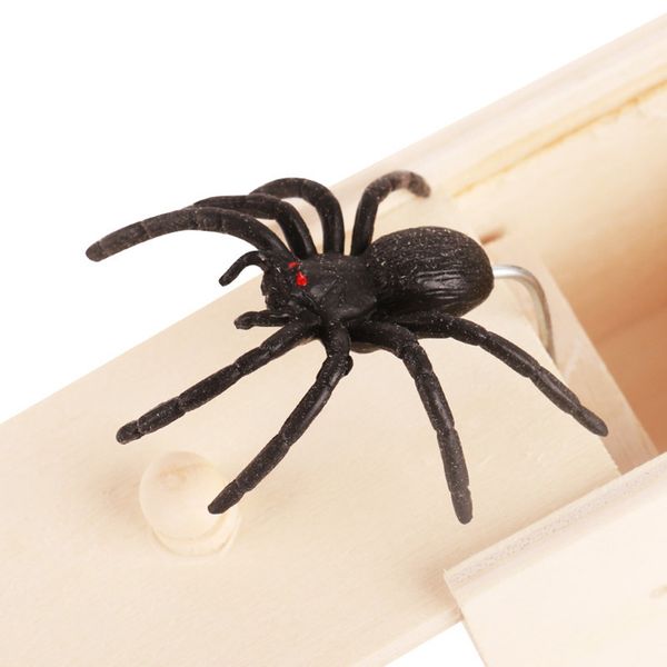 1-5pcs Halloween Wooden Prank Spider Scare Box très attrayant Swinging Rubber Spider for Holiday Good Prank Horror Toys