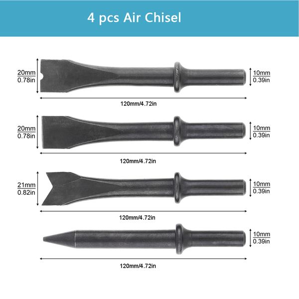 1-5pcs/ lote Hammer de aire/ cincel/ cabezal de impacto de remaches Herramientas neumáticas de soporte sólido