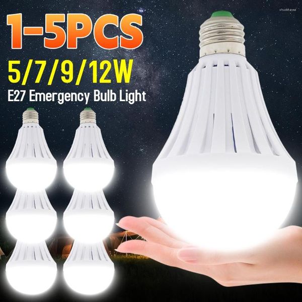 1-5 pièces lumière de secours intelligente E27 Camping lanterne ampoule LED retoucher 5/7/9/12W ampoules rechargeables lampe d'éclairage