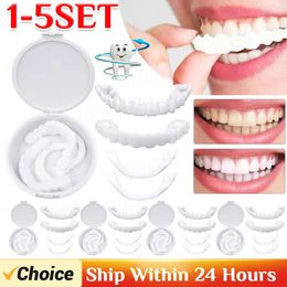 1-5set bovenste onderste tijdelijke fit nep tanden cosmetische prothese smile fineer fineer valse tanden brace bedekken bovenste valse tandafdekking snap 240412