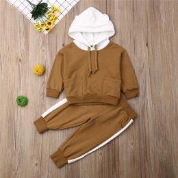 1-5T Garçons Sportswear Ensemble Mignon Ours Polaire Imprimer Hoodies Sweat Garçons Sweat Tenues Rayé Long Pantalon Survêtements Pour Garçons Ensemble X0802