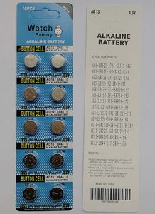 1.5V AG13 LR44 A76 Alkaline -knop Batterij Coin Batterijen voor horloges speelgoed 10 stks per blisterkaart