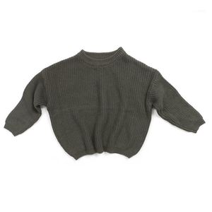 Pullover 1-5Y Baby Basic Sweater Crewneck Dikke Kids Slouchy Soft Wol Kleding voor Jongens Meisjes Herfst Winter Sweaters Hooded Top1