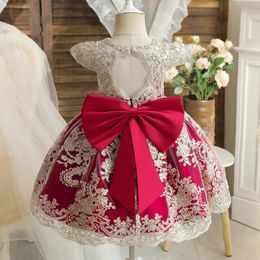 1-5y Baby Babys Eids Vestidos para disfraces rojos para niños Ropa de fiesta para princesa Cumpleaños para la boda elegante Vestido formal elegante 240412