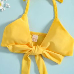 1-5Y Girls Swimwear Kids Bikini Sets 2023Summer Halter Bowknot Floral Ruffle Two Piece Swimsuit Baby Baby Pakken strandkleding