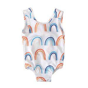 1-5Y zomer peuter kind kind meisjes badpak regenboog bodysuit badmode kinderen strandkleding badpak 210515