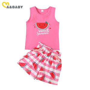 Conjunto de ropa de sandía para niñas pequeñas de 1 a 5 años, chaleco con estampado de frutas bonitas, pantalones cortos, trajes de verano, disfraces para niños 210515