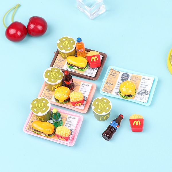 1/6 1/12 mignon mini hamburger coke set miniature house food food pour blyth barbies house play play accessories