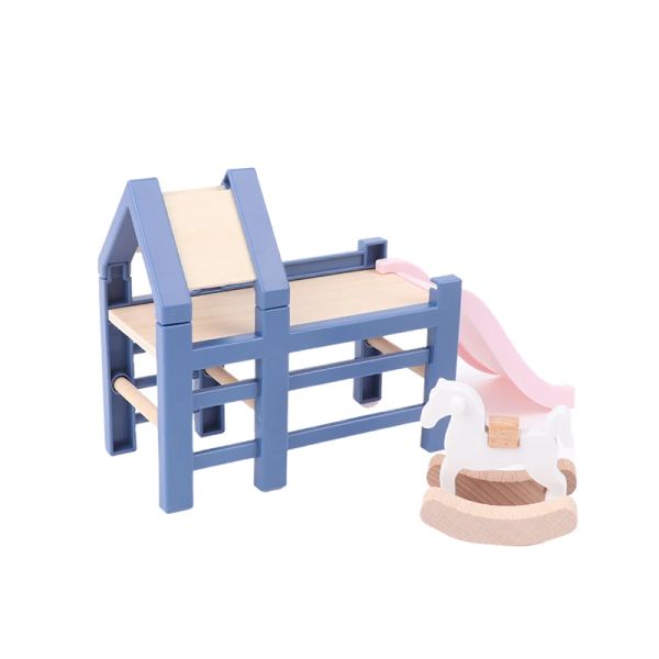1/6 1/12 Échelle Dollhouse Baby Bedroom Meubles Accessoires Slide / cheval de Troie / Table / Chaise de salle à manger / lit pour enfants