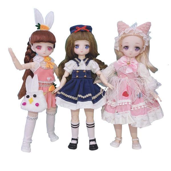 1/6 Bjd Anime Dolls para niños Niñas de 6 a 9 años y de 7 a 10 años Muñeca con cara cómica articulada con bolas de 30 cm con vestidos de juguete para niñas 240202