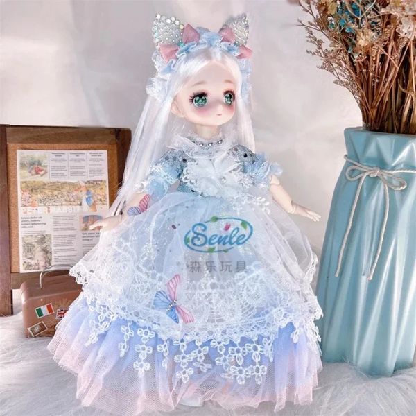 1/6 Muñeca BJD Cara cómica Ojos de simulación 3D Múltiples muñecas articuladas móviles y ropa Conjunto de vestido de princesa de moda Juguete para niñas 240219