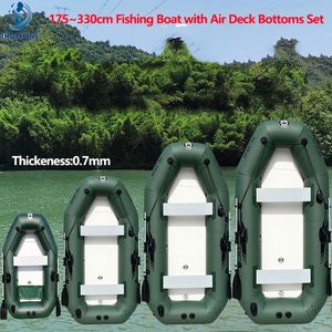 1-6 personen Groene vissersboot met luchtdekbodems 0,7 mm Dikke PVC Fishing Dinghy Rowing met gelamineerd voor watersporten 240409