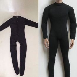 1/6 Schaal mannelijke zwarte bodysuit strakke jumpsuit soldaat kledingmodel fit 12 actiefiguur lichaam poppen 240326