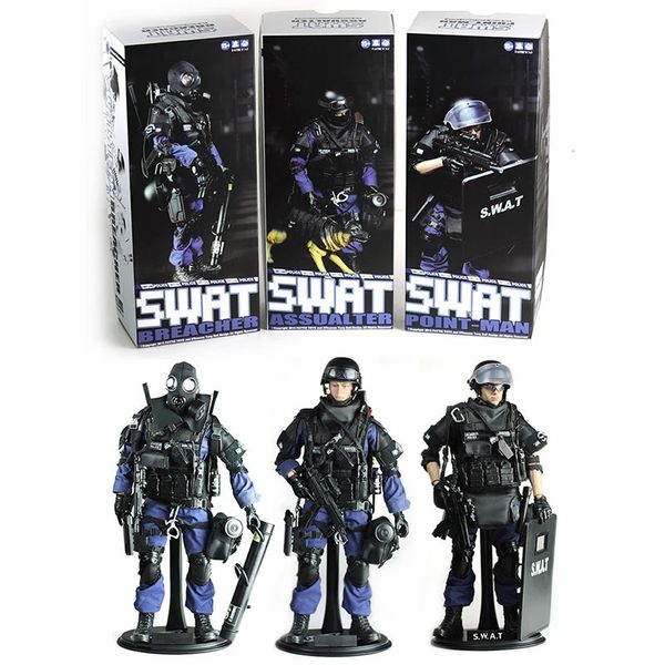 Figura de fuerzas especiales a escala 1/6 12 30 cm Figuras de acción de soldado del equipo SWAT coleccionables Juguetes de PVC conjuntos móviles para niños con caja 240328