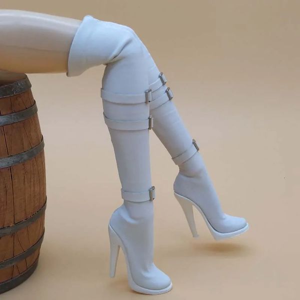 1/6 échelle blanc chaussures à talons hauts bottes en cuir solide modèle adapté pour 12 pouces femme soldat figurine corps sans pieds poupée jouet 240328