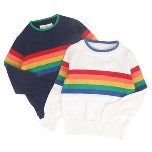 1 -6 años Niños Rainbow Niños Suéter Otoño Invierno Moda Bebé Niña Ropa Tops Niñas 210521