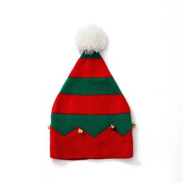 1-6 Jaar oude kinderen Kerstmis mutsen gestreepte gebreide wollen hoed met bont bal bells halloween creatieve geschenk hoeden LZ368 item