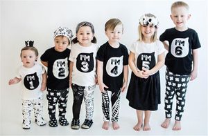 1-6 jaar verjaardag kerstjongen T-shirt Cottontops Kinderkleding Kind Tee Kleding Kostuum voor kinderen Tops