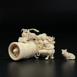 Modelo de resina a escala 1/64, motocicleta de fantasía, reparador femenino y figuras de perro Corgi, Dioramas en miniatura, figuras sin pintar, 240116