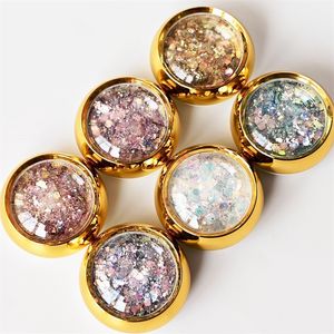 1 6box holografische set gouden fles diy vlokken voor kunststof zeshoek glitter poeder zeemeermin pailletten voor nagel 220812