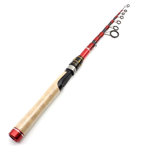 1.6m 1.8m 2.1m 2.4m 2.7m Barra de señuelos Caña de pesca de carbono Manija de madera telescópica Spinning Tackle Tackle 211123