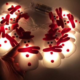 1.6m 10led Sneeuwpop Elk Christmas Tree Led Garland String Light Christmasday Decoration voor Home Ornaments Natal Newyear 2pcs / lot D3.0