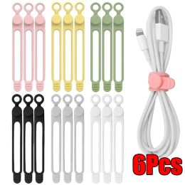 1-6pcs Cable d'écouteur en silicone Cable d'organisateurs pour les écouteurs de charge d'oreillement Organisateur de l'organisateur réutilisable