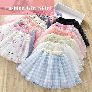 1-6Y mignon Tutu jupe pour fille été enfants Floral Plaid s enfants rose faldas danse fête jupe doux Mini Tulle filles 220326