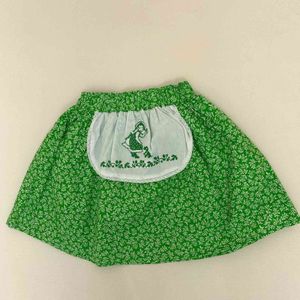 1-6y imprimé floral mignon bébé fille jupe enfants mode jupes amples avec broderie bavoir enfants vert esthétique doux jupe 210413