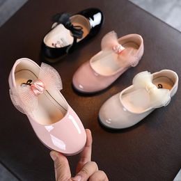 1-6Y Zapatos de cuero para niños para niñas Pisos Primavera Bowtie Princesa Mary Jane Zapatos individuales Bebé Niño Rosa Sapato Infantil Menina 240118