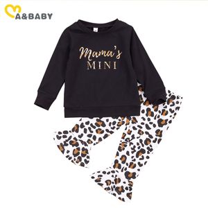 1-6Y Leopard Kid Girls Kleding Herfst Peuter Zuigeling Lange Mouw Sweatshirts Broek Mama's Mini Kinderen Outfits 210515