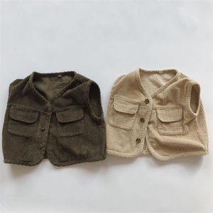 1-6 ans automne bébé garçons filles gilet velours côtelé Cardigan manteau enfants vêtements garçon fille gilet enfants 210521