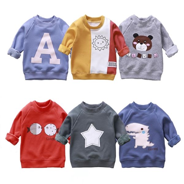 1-7 ans enfants Sweatershirt hiver plus velours vêtements filles dessin animé dessus chaud pull automne manteau pour garçons enfant vêtements d'extérieur 220309