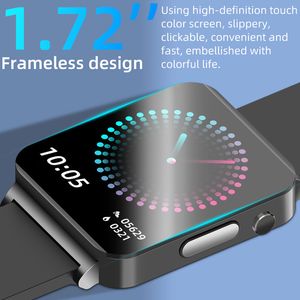 1.72 pouces grand écran non invasif sucre dans le sang montre intelligente pour les personnes âgées fréquence cardiaque BP BG surveillance de la température corporelle Fitness Tracker hommes femmes Smartwatch