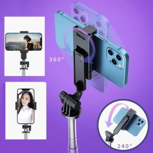 1,7 m Extendable Live Tripod Selfie Stick Support LED Ring Dual Light Mirror Stand 4 in 1 telefoonmontage voor iPhone X 8 11 Android