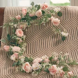 1 7M Zijde Rose Pioen Garland Kunstbloemen Eucalyptus Bladeren Wijnstokken Planten voor Bruiloft Boog Deuropeningen Tafel Decor