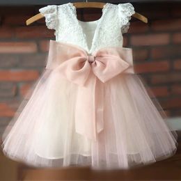 1-7Y zomer peuter kind kind meisje prinses jurk boog tule kant party bruiloft verjaardag tutu jurken voor GIR 210515