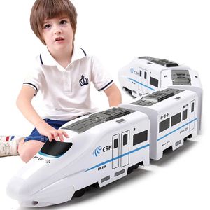 1 8 Harmony Railcar Simulation HighSpeed Railway Train Toys for Boys Electric Sound Light Model Puzzle Puzzle Child Car Toot 240430